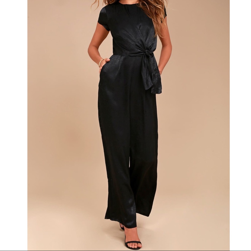 Lulu’s Black Satin Jumpsuit